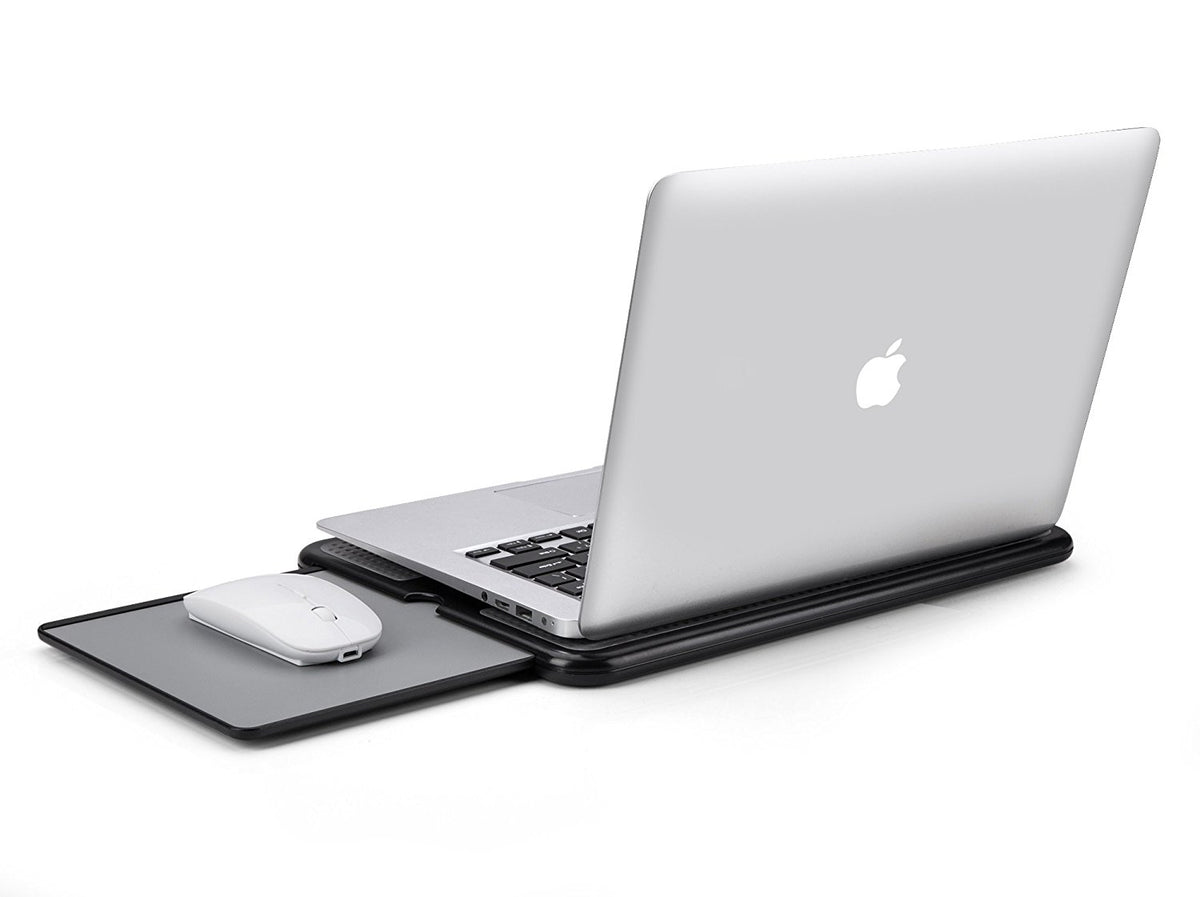 AboveTEK Escritorio portátil para laptop con bandeja retráctil para mouse  izquierda/derecha, antideslizante con protección térmica para tableta