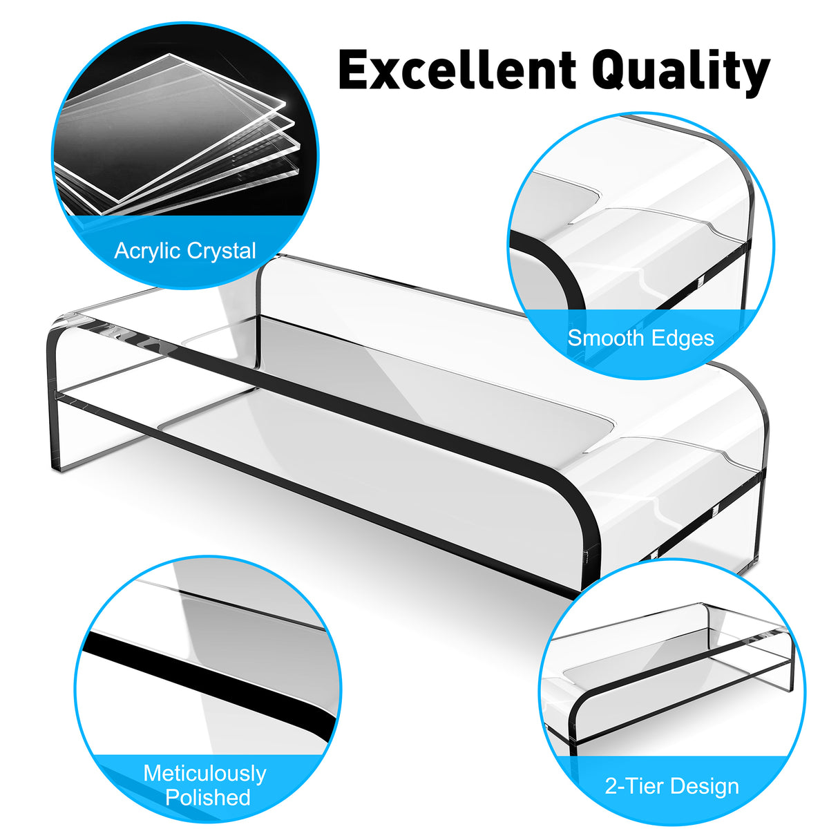 GOLDORCLE 2-Tier Acrylic Monitor Stand Riser Clear Computer Monitor Stand for Laptop PC Printer Computer Riser Acrylic Tray Laptop Storage Shelf GOLDORCLE 2-Tier Acrylic Monitor Stand Riser Clear Computer Monitor Stand for Laptop PC Printer Computer Riser Acrylic Tray Laptop Storage Shelf