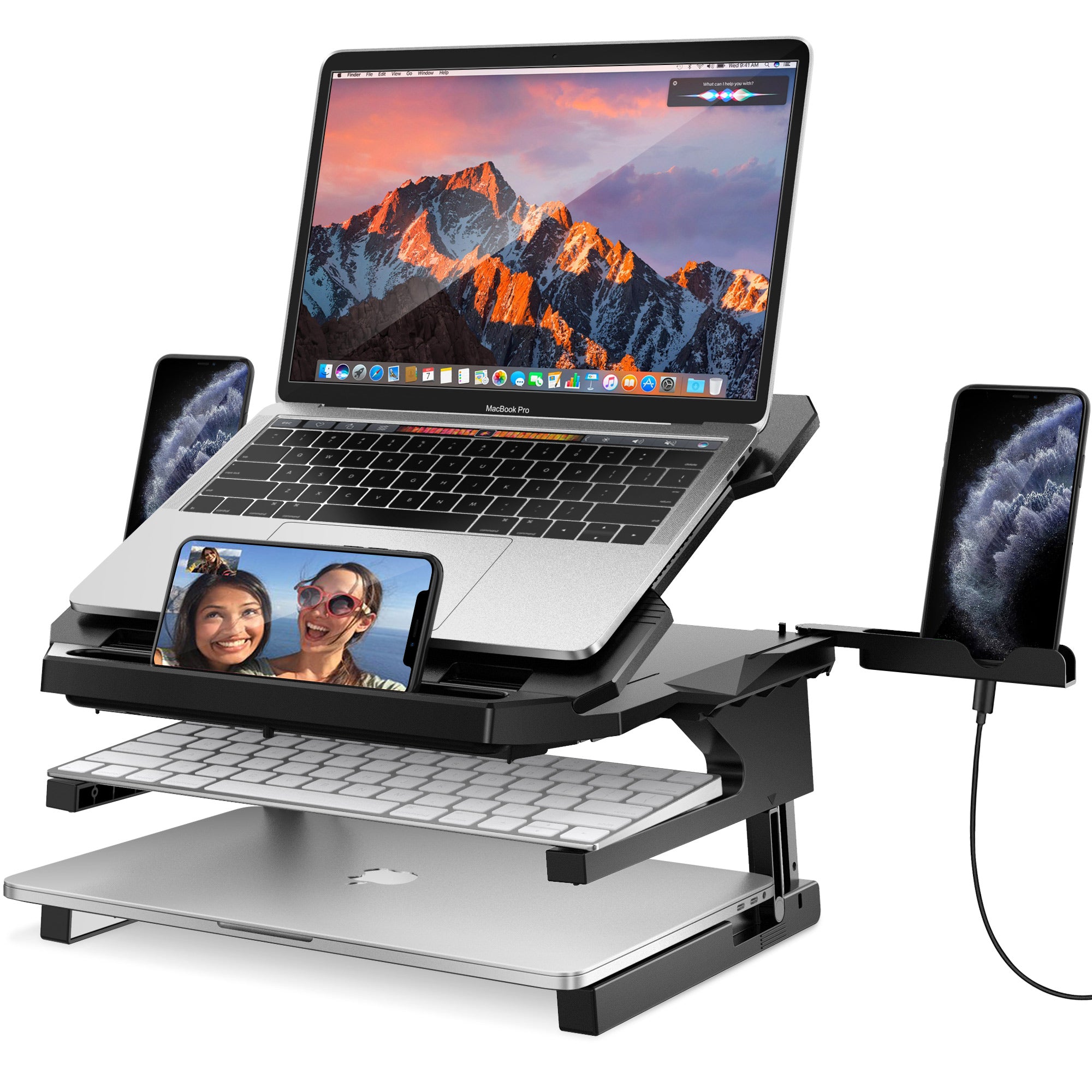 Foldable Laptop Riser Stand, Portable Height Adjustable Ergonomic Laptop  Stand, Ventilated Aluminum Frame Supports 22lb (10Kg), Tilt/Raised/Angled
